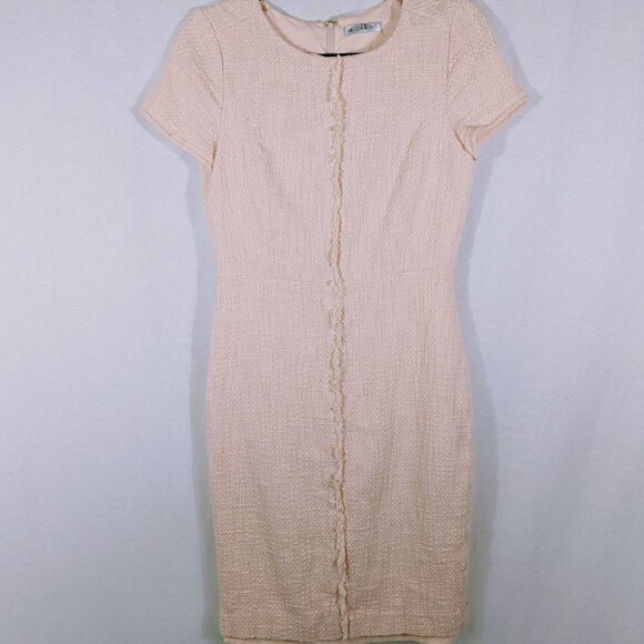 Light Pink Short Sleeve Tweed Dress Size Small - Picture 3 of 6